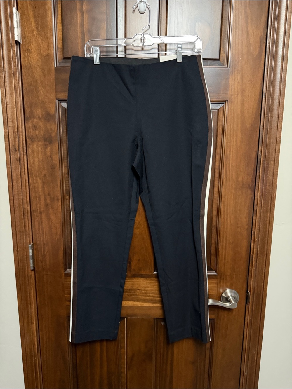 a new day Black Ankle Pants with Cream Side Stripe